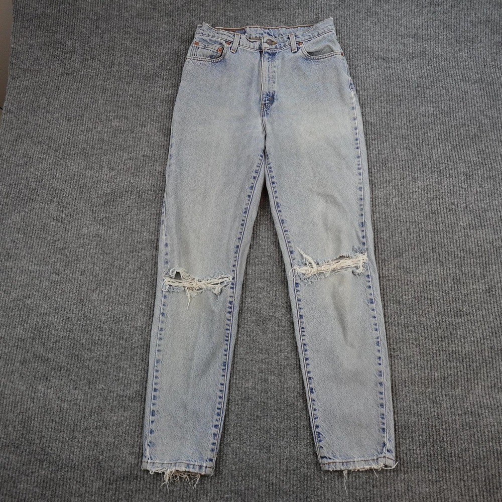 Vintage Levis Jeans Womens 28x30 Light Wash Tapered Distressed USA High Rise